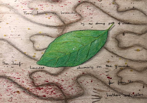 63-A-lonely-leaf-Mixed-media