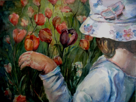 Larraine Brickell - Girl in the Tulips