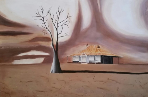 15 Australian Outback Dust Storm - Oil on Canvas